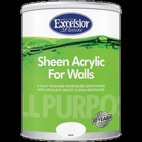 EXCELSIOR PAINT / All Purpose Sheen Acrylic for Walls Clear Base Paint 1ltr / APS CBA 1LTR