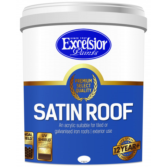 EXCELSIOR PAINT / Premium Satin Roof Acrylic Light Grey Paint 20ltr / SARP LG 20LTR