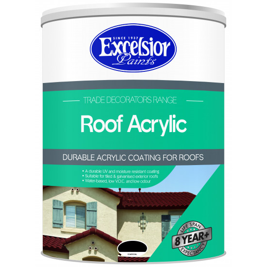 EXCELSIOR PAINT / Trade Decorators Roof Acrylic Coating Black 5ltr / TDR CH 5LTR