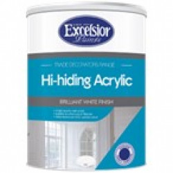 EXCELSIOR PAINT / Trade Decorators Hi-Hiding Water-Based Matt Acrylic White Paint 20ltr / TD HI HID 20LTR EXCELSIOR PAINT / Trade Decorators Hi-Hiding Water-Based Matt Acrylic White Paint 20ltr / TD HI HID 20LTR