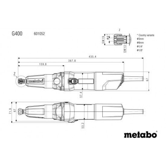 METABO / Die Grinder Long Neck 6mm 400W / G400 (601052000)