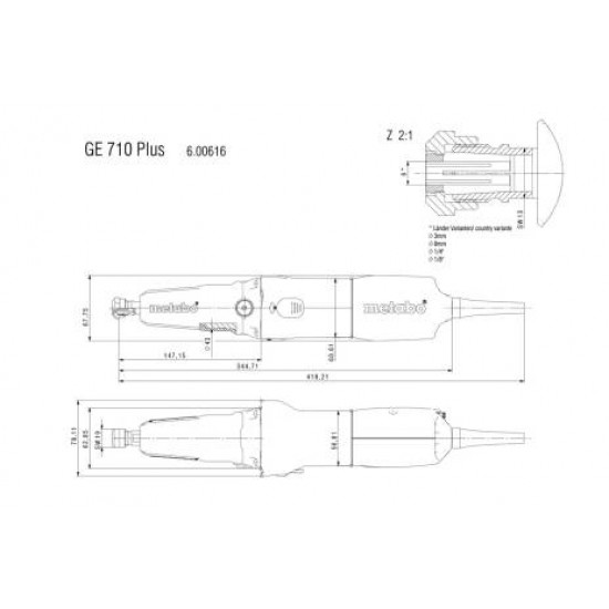 METABO / Die Grinder Long Neck 710W 6mm / GE 710 PLUS (600616000)