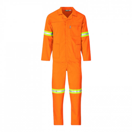 SAFETY-PPE / Polycotton Econo Conti 2-Piece Suit, Reflective Tape, Orange, Size 44 / 43010REF44OR