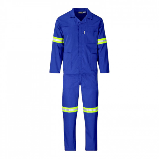 SAFETY-PPE / Polycotton Econo Conti 2-Piece Suit, Reflective Tape, Royal Blue, Size 30 / 43010REF30RB