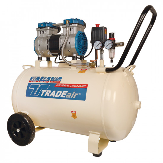 TRADEair / 100L Silent Oil Free Compressor, 1.8Kw, Direct Drive 2.5HP / MCFRC254