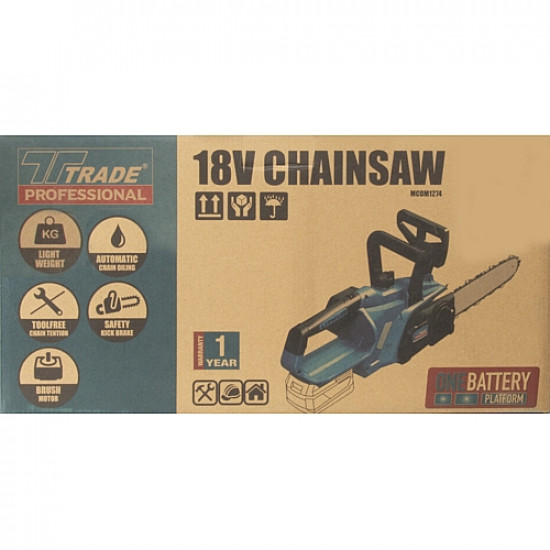 TRADE PROFESSIONAL / 18V Cordless Chainsaw, 250mm, Battery & Charger Not Included / MCOM1274