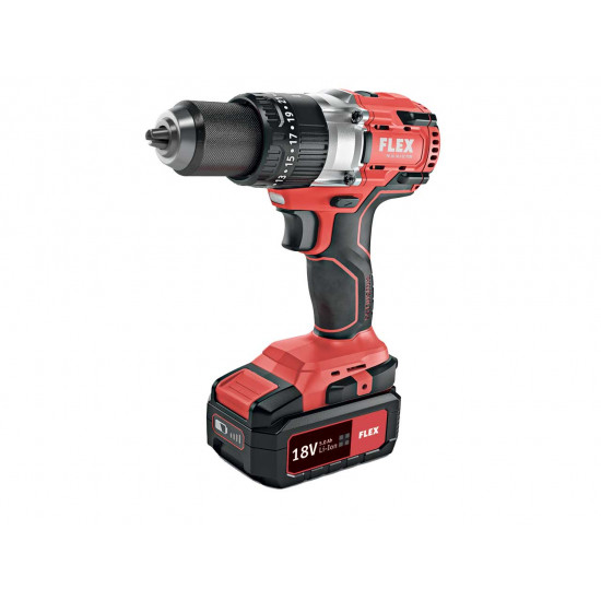 FLEX / 2 Speed Heavy Duty Impact Drill 18V Set Kit, includes 2x5.0Ah Batteries and Intelligent Charger in Carry Case / PD 2G 18.0-EC FS55 