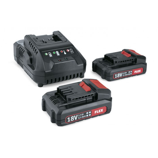 FLEX / 18.0V Charger & 2x2.5Ah Li Battery Packs / P-SET 22 Q