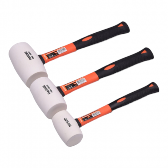 450g White Rubber Mallet with Fibreglass Handle